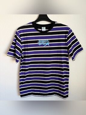 Empyre Striped Purple & Black Short-Sleeve Men's Tee size: XL